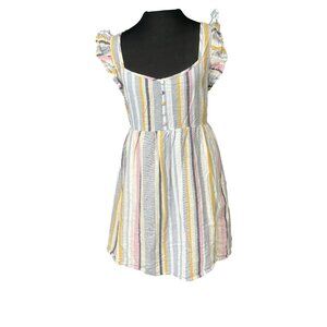 Striped Ruffle Sleeve Mini Dress By Blu Pepper Size L